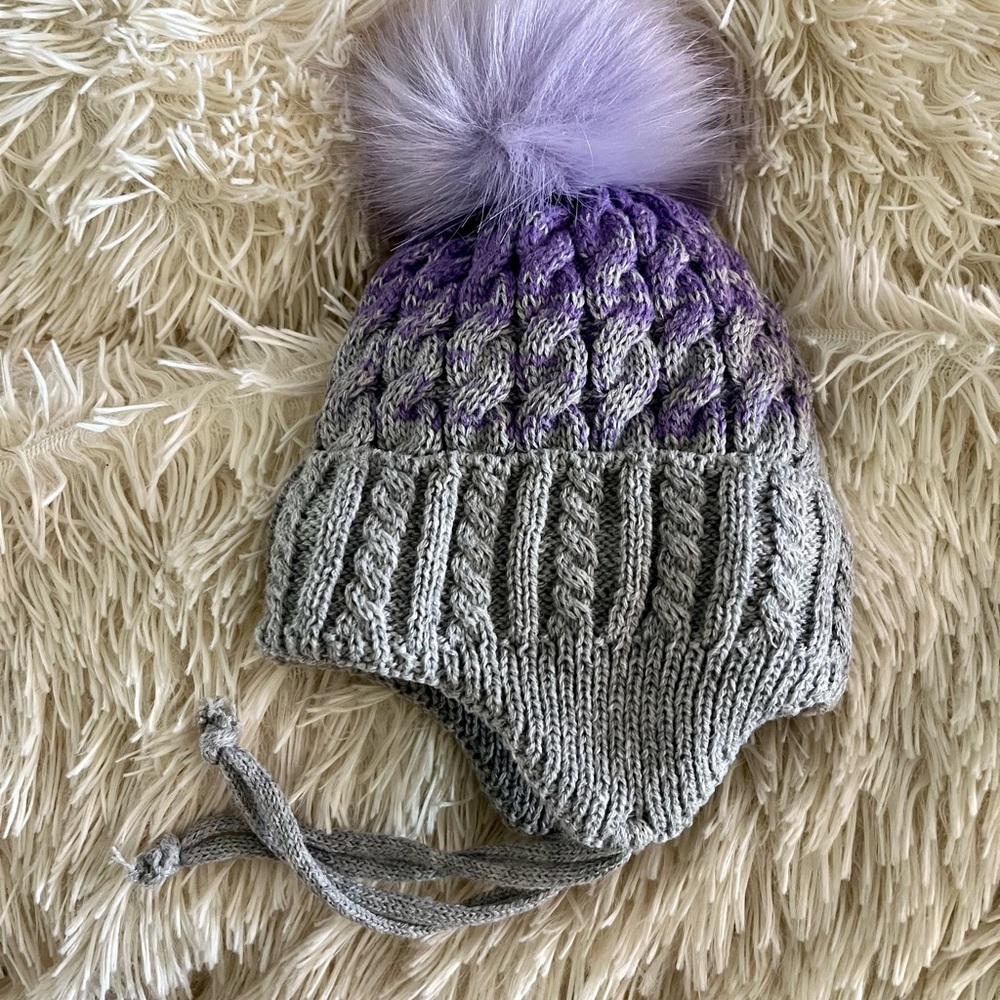 Kids purple and gray winter hat - BRAND NEW NEVER USED! - Picture 3 of 3